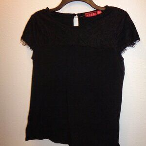 ELLE Women's Black Short Sleeve Shirt Top Blouse Size Medium